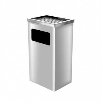 SS111-AT Stainless Steel Bin Rectangular C/W Ashtray Top - Top Bins