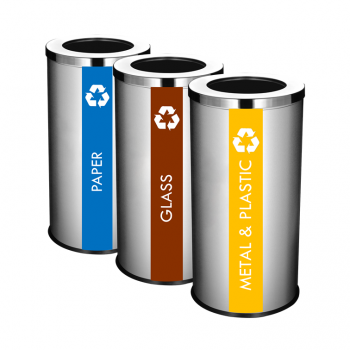 SS107 Stainless Steel Recycle Bin Round C/W Open Top (3-In-1)