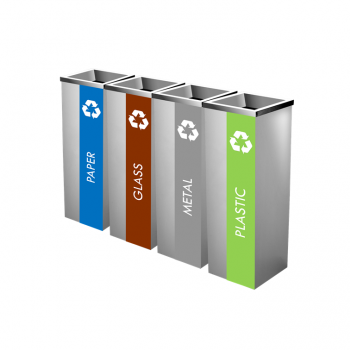 SS110 Stainless Steel Recycle Bin Square C/W Open Top (4-In-1)