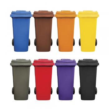 120L Mobile Garbage Bin 2-Wheel - Blue/Brown/Orange/Yellow/Grey/Red/Purple/Black