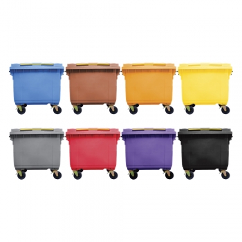 660L Mobile Garbage Bin 4-Wheel - Blue/Brown/Orange/Yellow/Grey/Red/Purple/Black