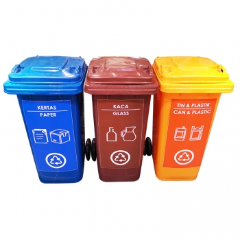 120L |CM3| Mobile Garbage Recycle Bin 3-in-1 C/W Sticker