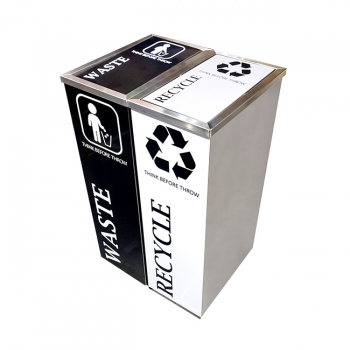 SS102 |CE2| Stainless Steel Recycle Bin Rectangular C/W Flip Top (2-in-1)