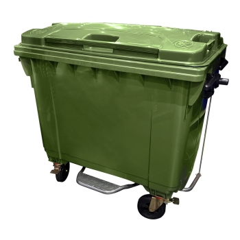 660L Mobile Garbage Bin 4-Wheel C/W Foot Pedal