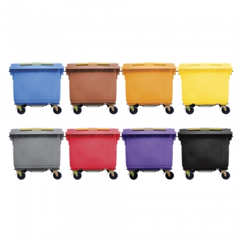 660L Mobile Garbage Bin 4-Wheel C/W Foot Pedal - Blue/Brown/Orange/Yellow/Grey/Red/Purple/Black
