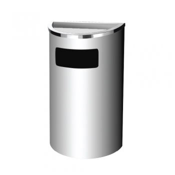SS105-AT Stainless Steel Bin Semi Round C/W Ashtray Top