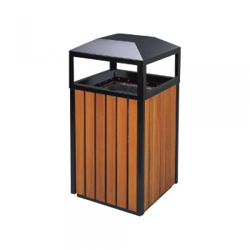 SSW42-FT Powder Coated + Wood Bin Square & Dome Top & 4 Holes