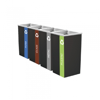 SS110-LB Powder Coated Recycle Bin Square C/W Open Top (4-in-1)