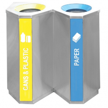 Stainless Steel Recycle Bin Triangle 2-In-1