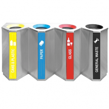 Stainless Steel Recycle Bin Triangle 4-In-1