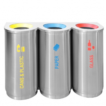 Stainless Steel Recycle Bin Round 3-In-1