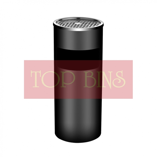 SS108-B Black Powder Coated Bin Round C/W Ashtray Top