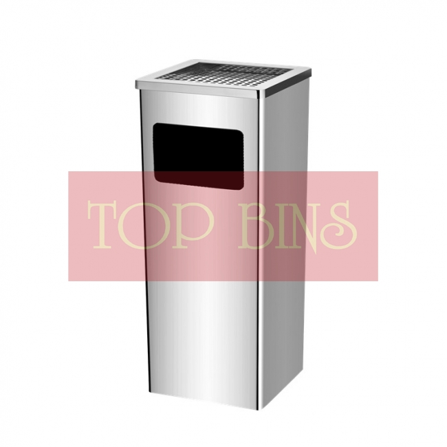 SS118 Stainless Steel Bin Square C/W Ashtray Top