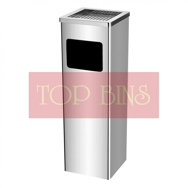 SS119 Stainless Steel Bin Square C/W Ashtray Top