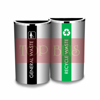 SS103 |IN2| Stainless Steel Recycle Bin Semi Round C/W Open Top (2-In-1)
