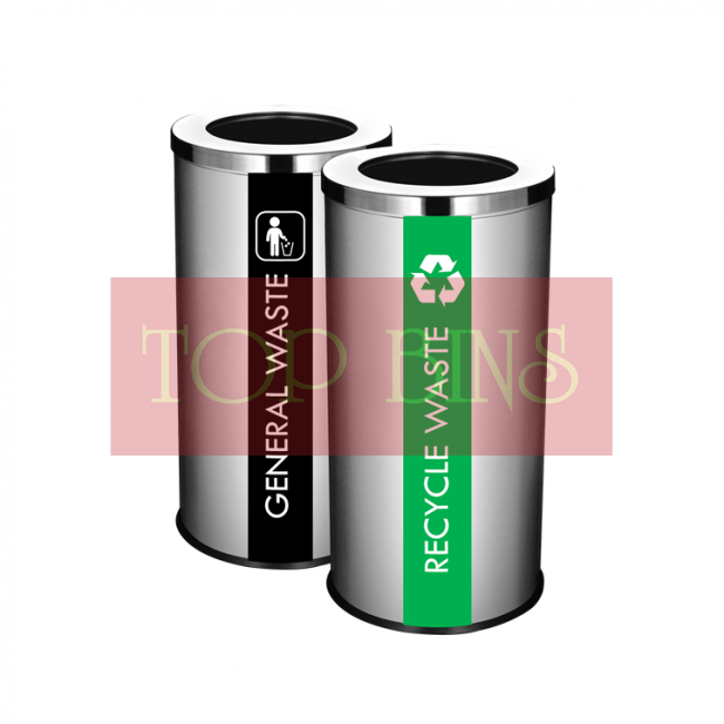 SS107 Stainless Steel Recycle Bin Round C/W Open Top (2-In-1)