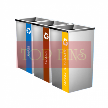SS110-L |IN3| Stainless Steel Recycle Bin Square C/W Open Top (3-In-1)