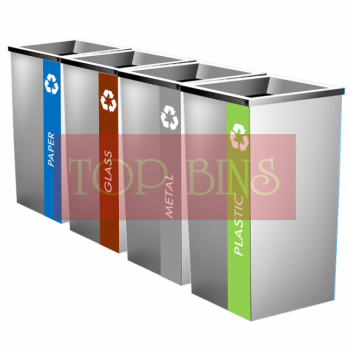 SS110-L |IN4| Stainless Steel Recycle Bin Square c/w Open Top (4-in-1)