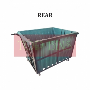 1100L PE Leach Bin 4-Wheel c/w Metal Frame - Blue / Green