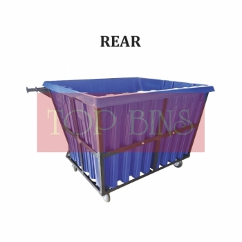 1100L PE Leach Bin 4-Wheel c/w Metal Frame - Blue / Green