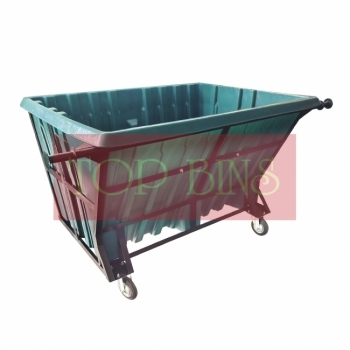 1100L PE Leach Bin 4-Wheel c/w Metal Frame - Blue / Green