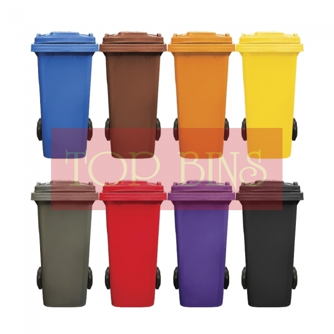 120L Mobile Garbage Bin 2-Wheel - Blue/Brown/Orange/Yellow/Grey/Red/Purple/Black