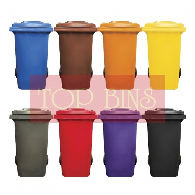 240L Mobile Garbage Bin 2-Wheel - Blue/Brown/Orange/Yellow/Grey/Red/Purple/Black