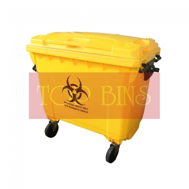 660L Biohazard Mobile Garbage Bin 4-Wheel