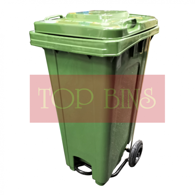 120L Mobile Garbage Bin 2-Wheel c/w Foot Pedal