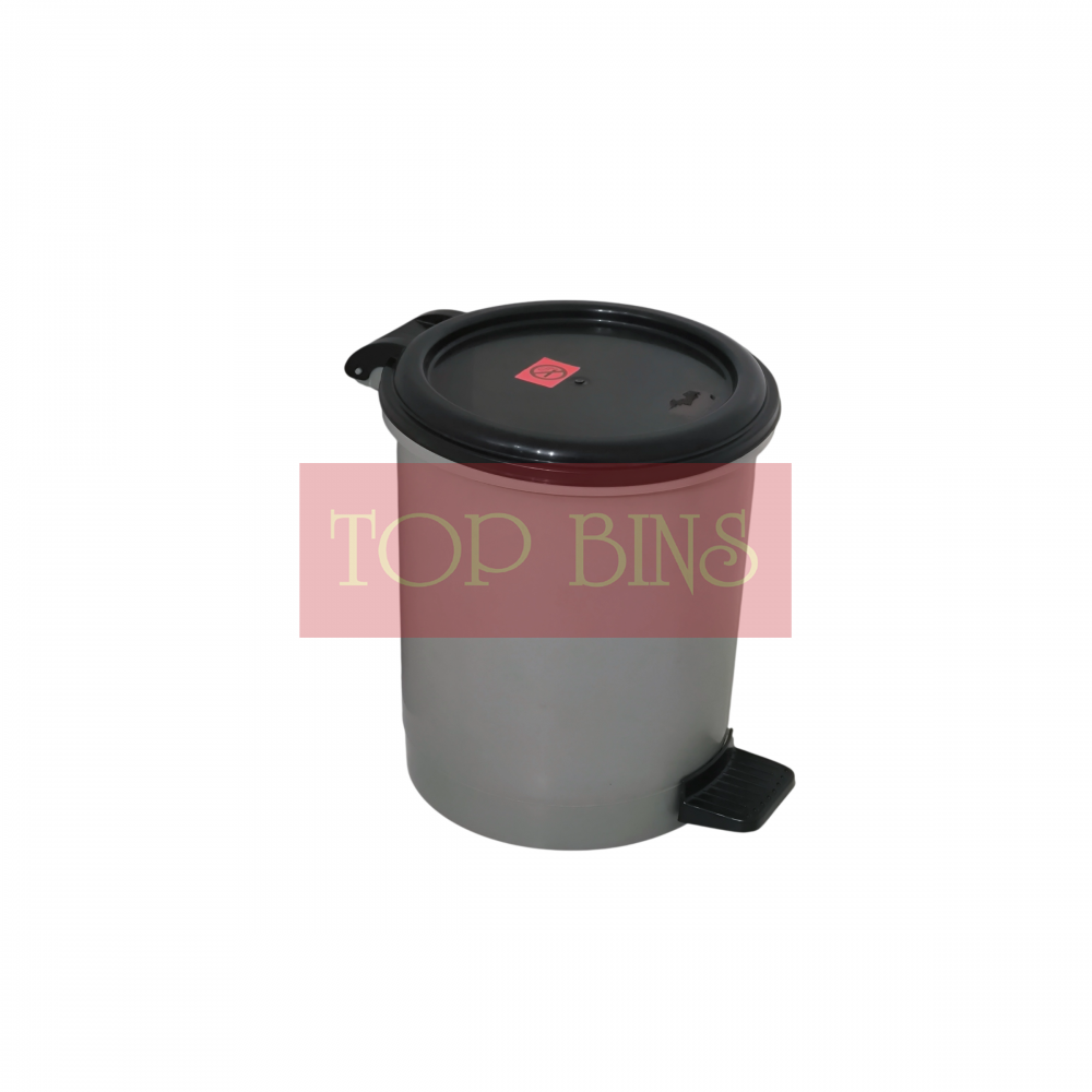 Plastic Round Pedal Bin – Grey | 10L