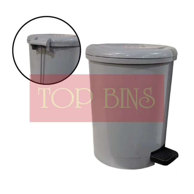 Plastic Round Pedal Bin - Grey (Metal Rod)