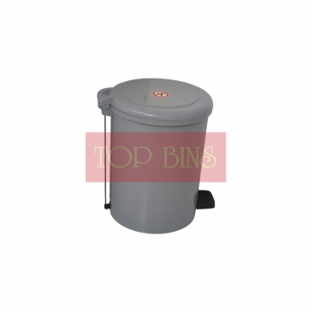 Plastic Round Pedal Bin – Grey (Metal Rod) | 18L