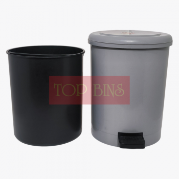 Plastic Round Pedal Bin – Grey (Metal Rod) | 18L