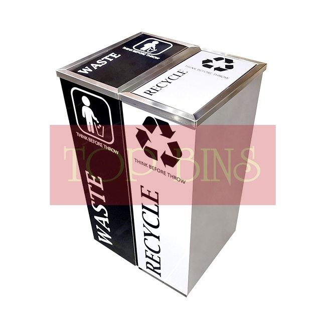 SS102 |CE2| Stainless Steel Recycle Bin Rectangular C/W Flip Top (2-in-1)