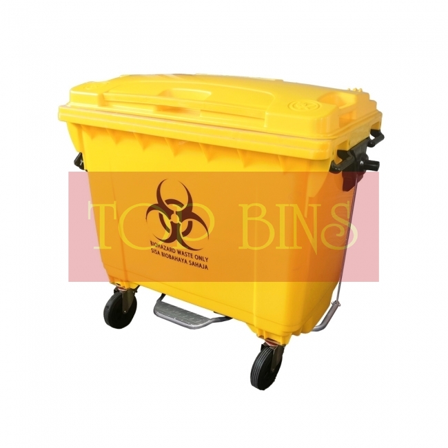 660L Biohazard Mobile Garbage Bin 4-Wheel C/W Foot Pedal