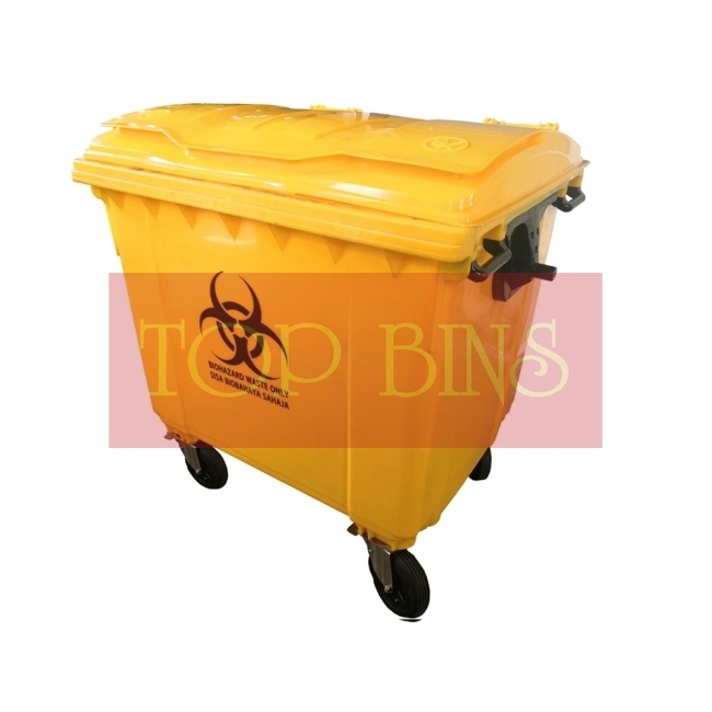 1100L Biohazard Mobile Garbage Bin 4-Wheel