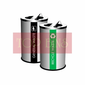 SS106 |IN2| Stainless Steel Recycle Bin Round C/W Flip Top (2-In-1)