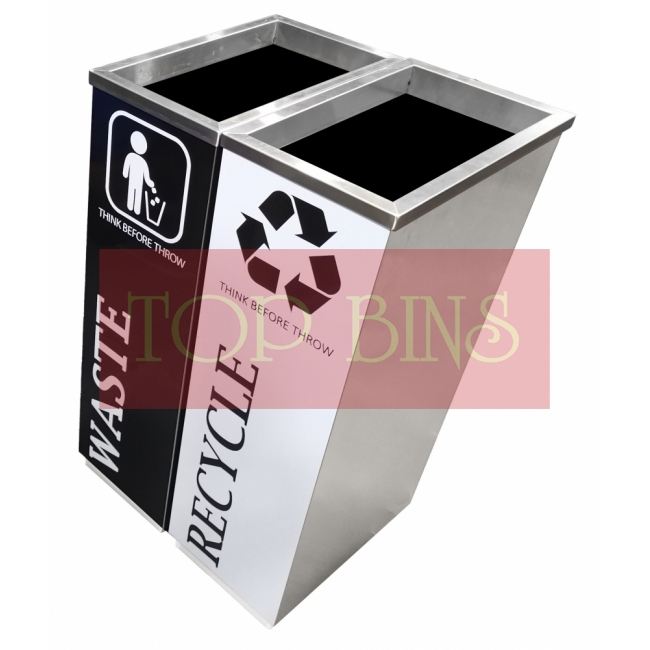 SS102-OT |CE2| Stainless Steel Recycle Bin Rectangular C/W Open Top (2-In-1)