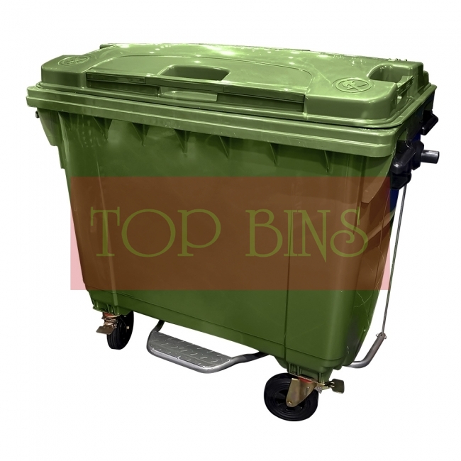 660L Mobile Garbage Bin 4-Wheel C/W Foot Pedal