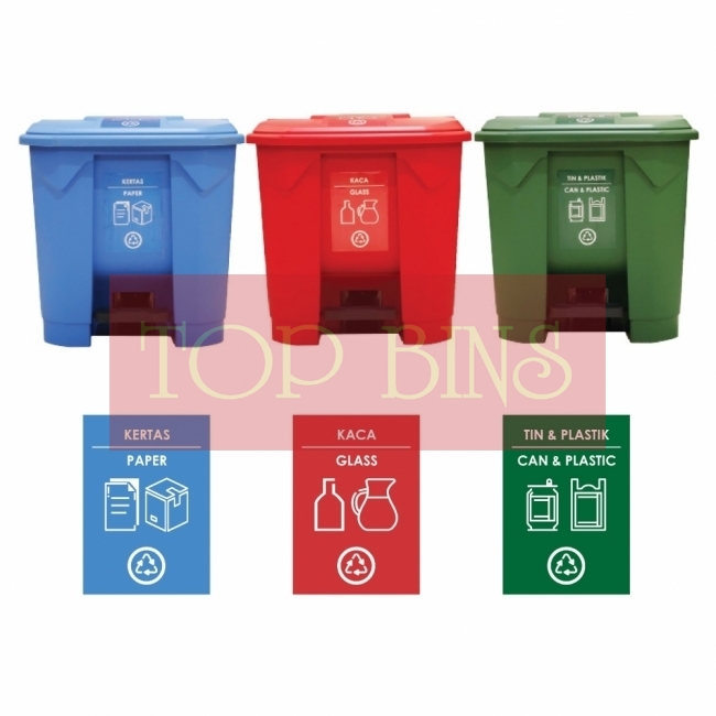 30L | CM3A | Recycle TT Step On / Pedal Bin (3-in-1)