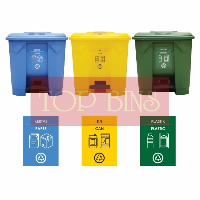 30L | CM3B | Recycle TT Step On / Pedal Bin (3-in-1)