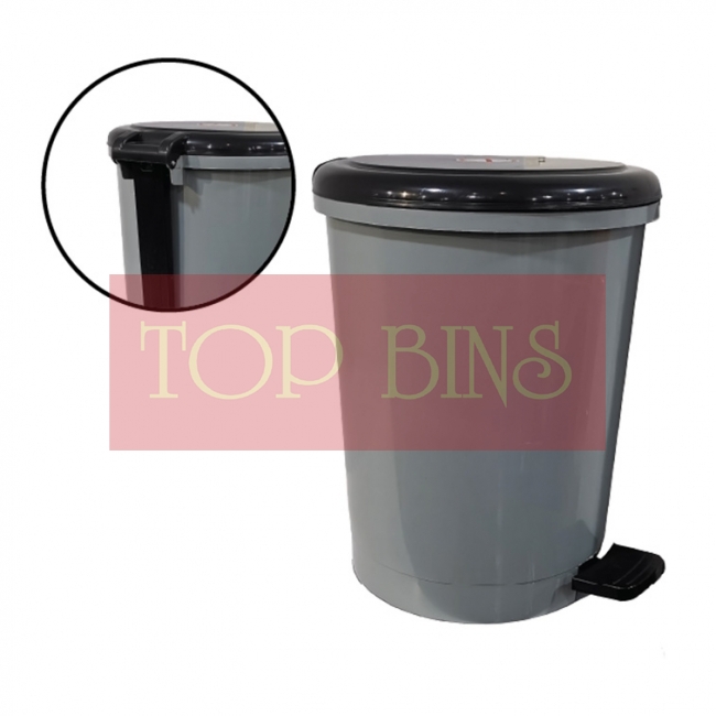 Plastic Round Pedal Bin - Grey (Plastic Rod)