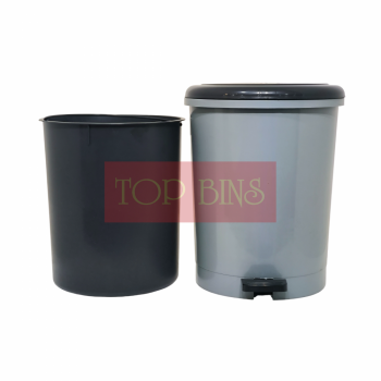 Plastic Round Pedal Bin – Grey (Plastic Rod) | 18L