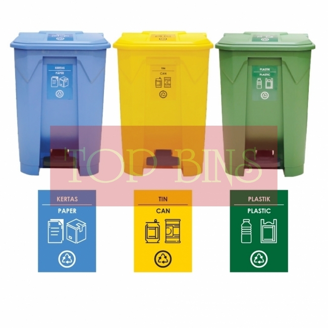 45L | CM3B | Recycle TT Step On / Pedal Bin (3-in-1)