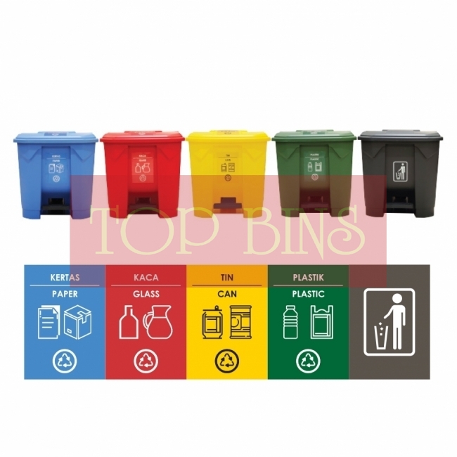 30L | CM5W | Recycle TT Step On / Pedal Bin (5-in-1W)