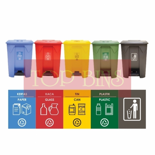 68L | CM5W | Recycle TT Step On / Pedal Bin (5-in-1W)