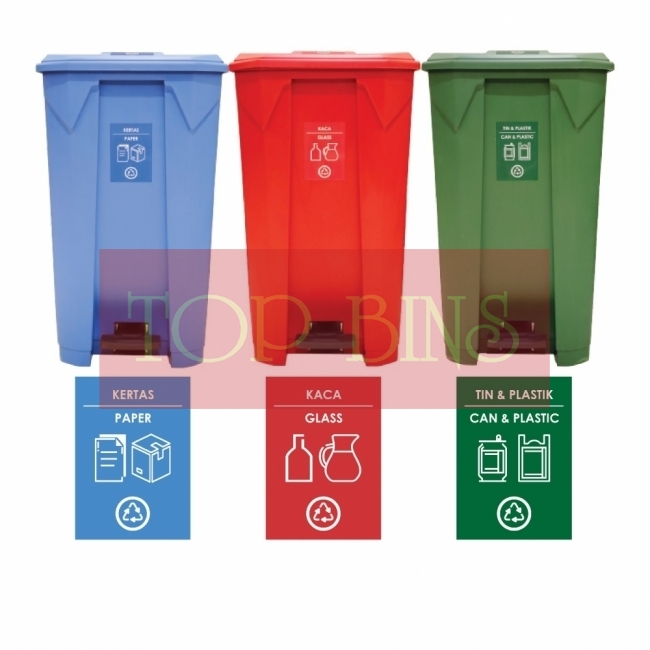 87L | CM3A | Recycle TT Step On / Pedal Bin (3-in-1)