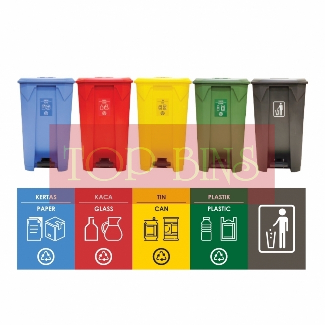 87L | CM5W | Recycle TT Step On / Pedal Bin (5-in-1W)