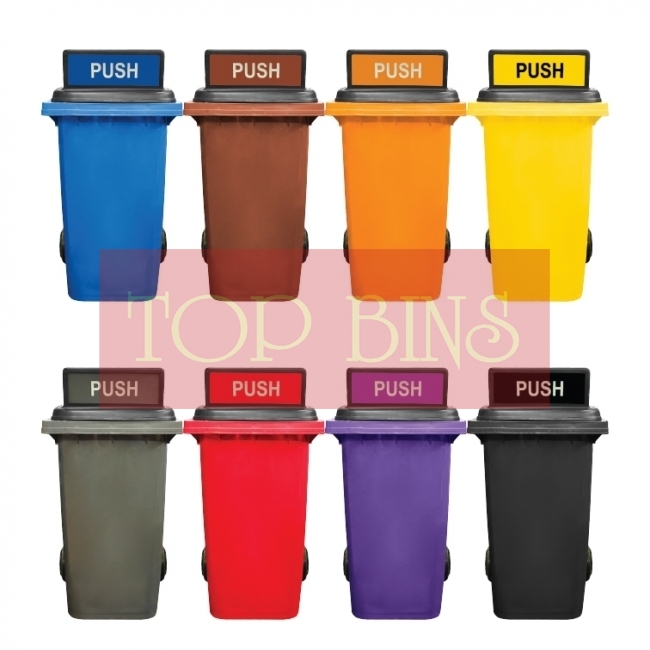 240L Mobile Garbage Bin 2-Wheel c/w Turbo Lid - Blue/Brown/Orange/Yellow/Grey/Red/Purple/Black