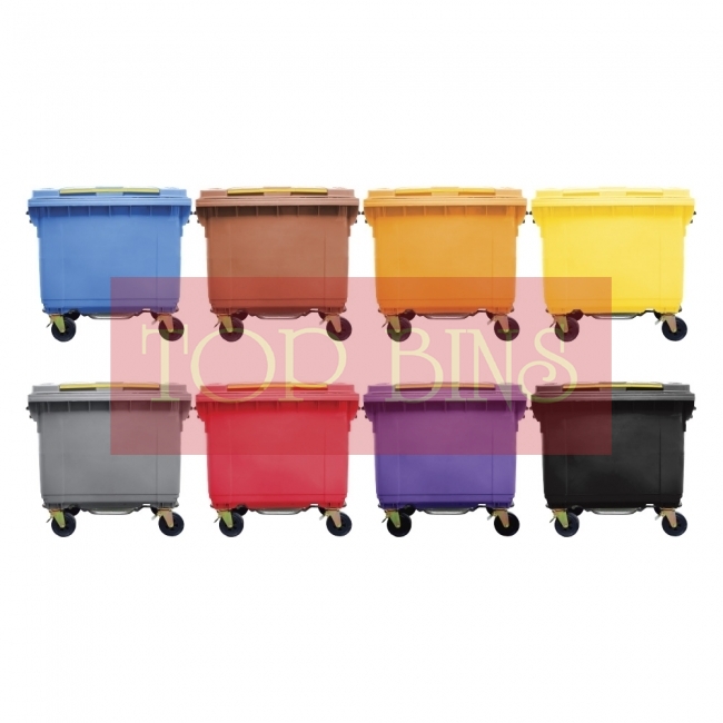 660L Mobile Garbage Bin 4-Wheel C/W Foot Pedal - Blue/Brown/Orange/Yellow/Grey/Red/Purple/Black